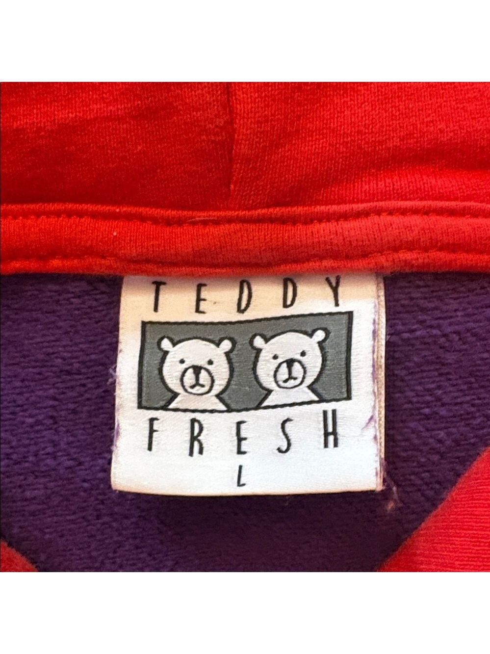 Teddy‎ Fresh Color Block Hoodie Purple, Red, Pink, Green Size Large EUC - Picture 5 of 7
